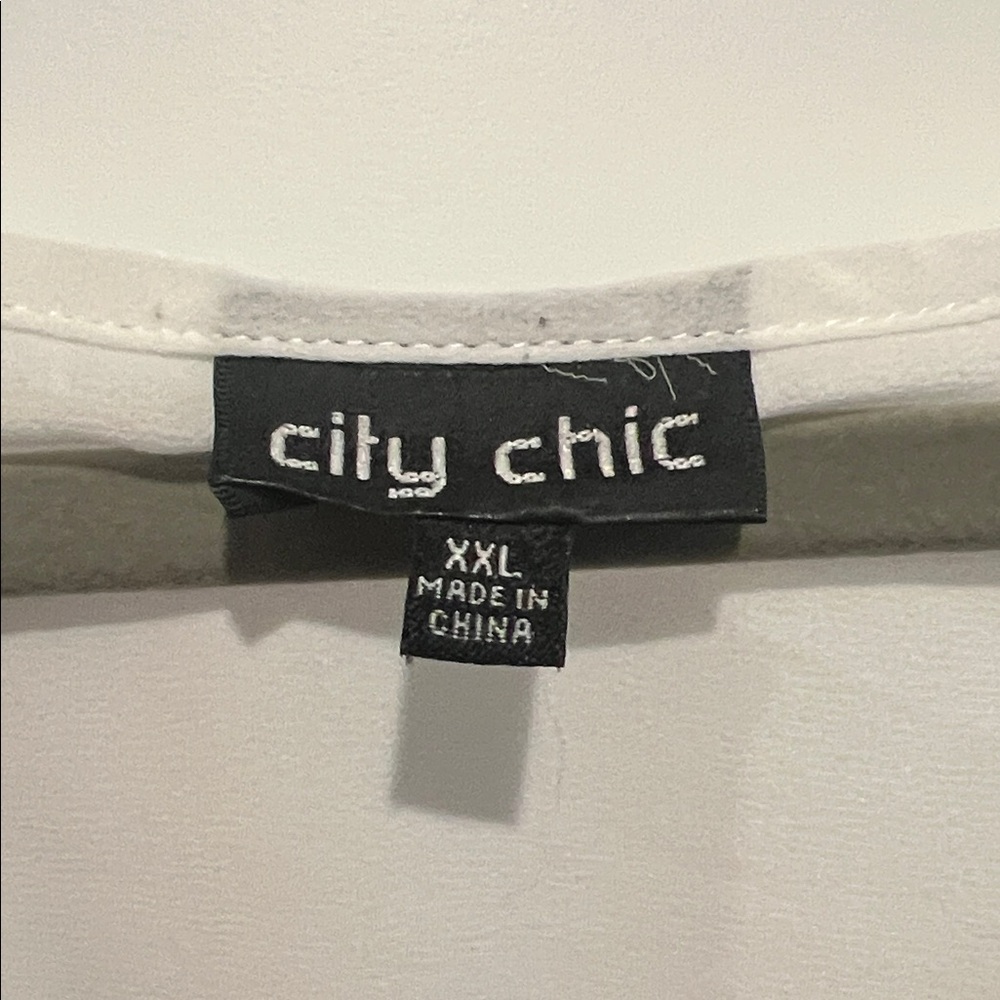 City Chic White Tank with Black Lace Bib - Picture 2 of 5